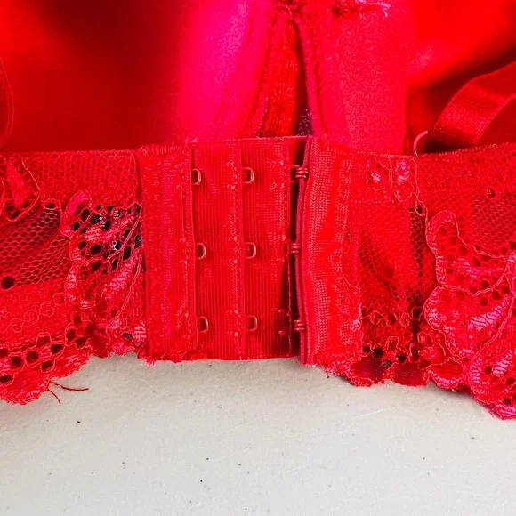 RENE Rofe Lightly Padded Lace Underwire Bra Red Size 38DD - Picture 4 of 7